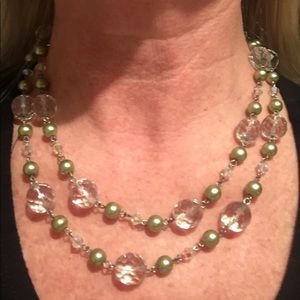 Handmade Antique Crystal, Pearl Bead Neclace